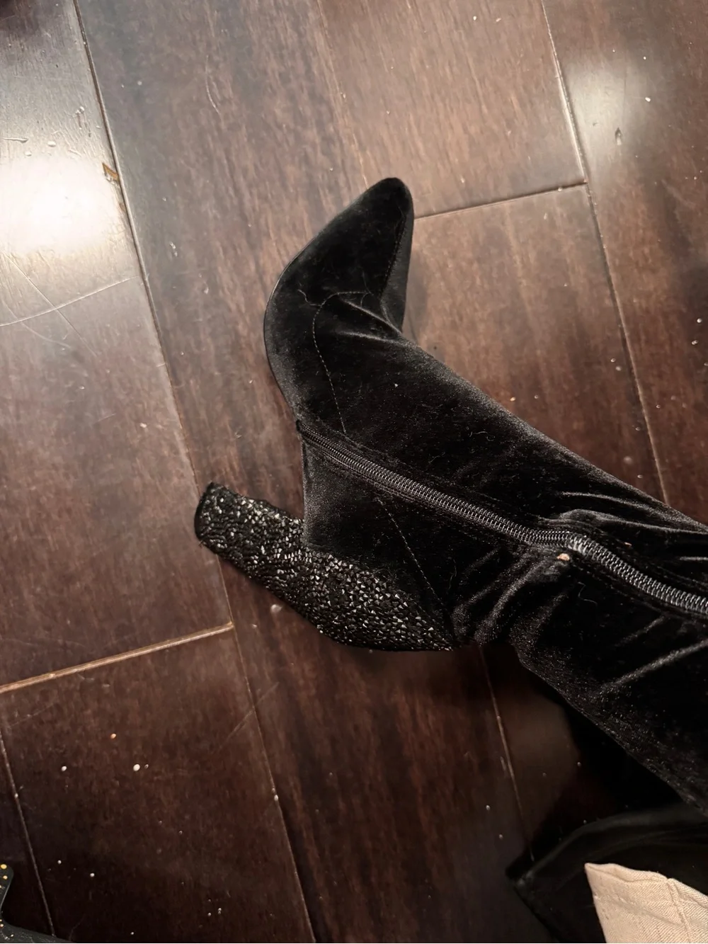 Nasty gal circa 2015 Black Over-The-Knee Boots with Sparkle black Block Heel
